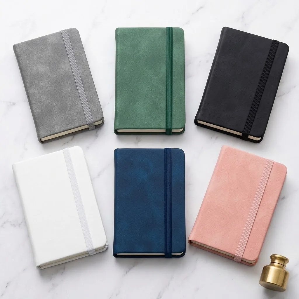 

A7 Pocket Notebook Mini Leather Journal with Pen 100 Pages Waterproof Thick Paper Portable Memo Notepad for Work School Office