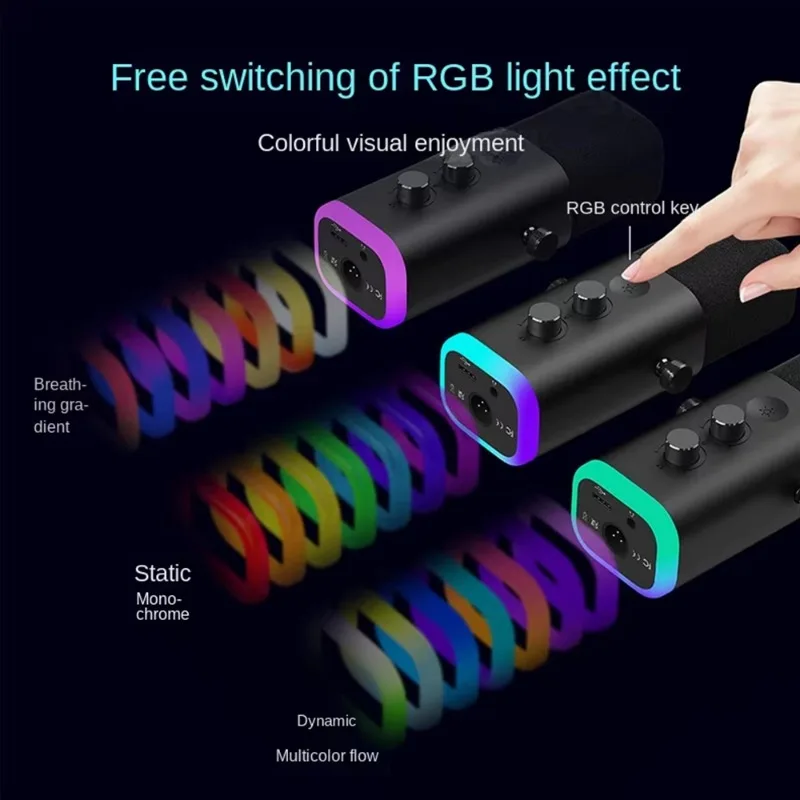 Проводной настольный микрофон AM8, динамический микрофон для записи подкастов, регулируемый многоцветный игровой микрофон с RGB-подсветкой