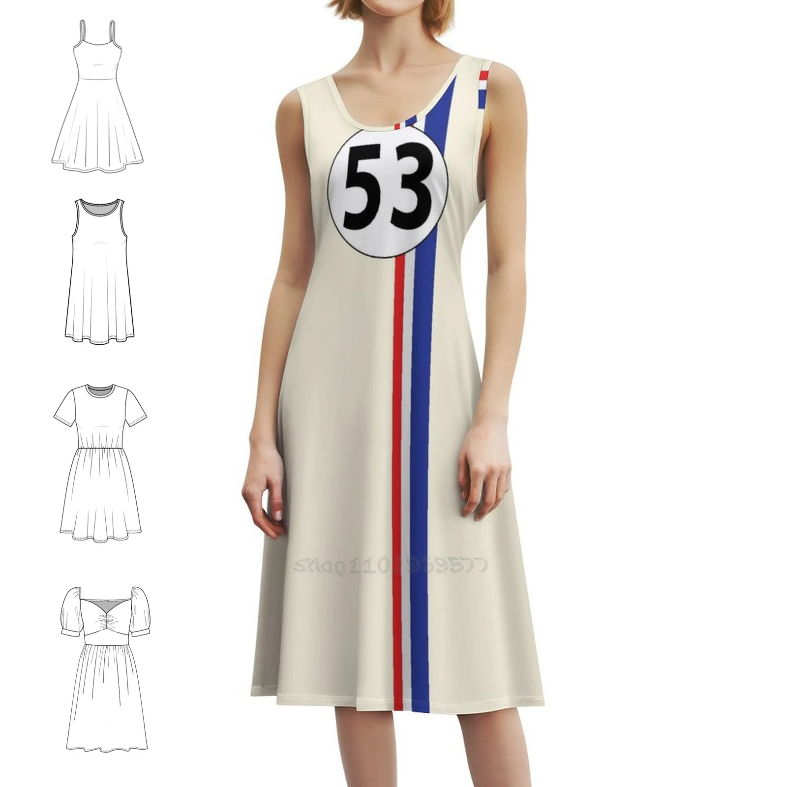 Herbie Number 53 Korean Style Dress For Women Elegant Casual Dress For Party Or Daily Wear Race Car Race Car Racing Number 53