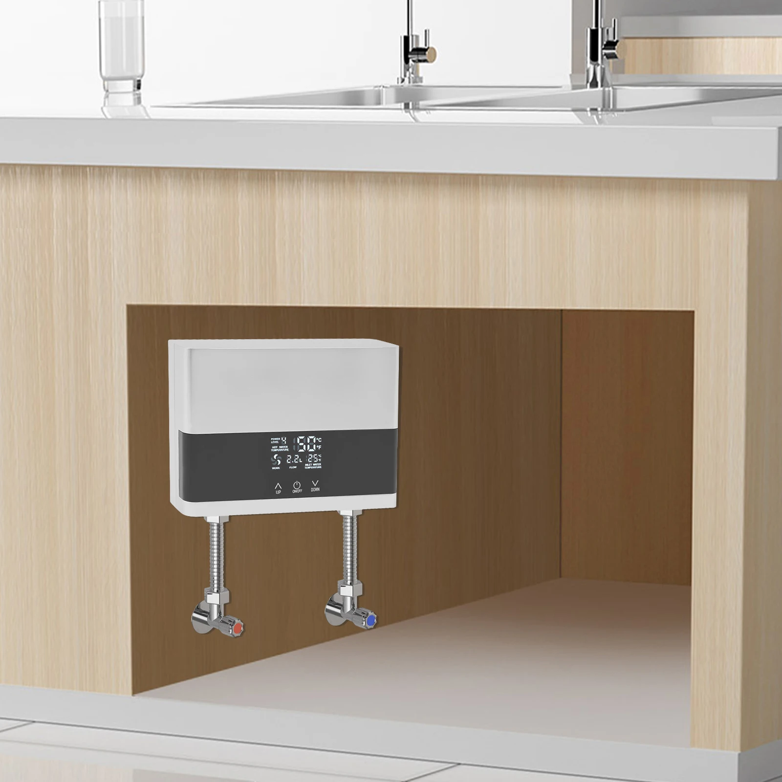 

Smart Silver Electric Water Heater With Remote Control(9.8Ft) - 86-131℉ Touch Screen Control, Thermostat Function&Fahrenheit