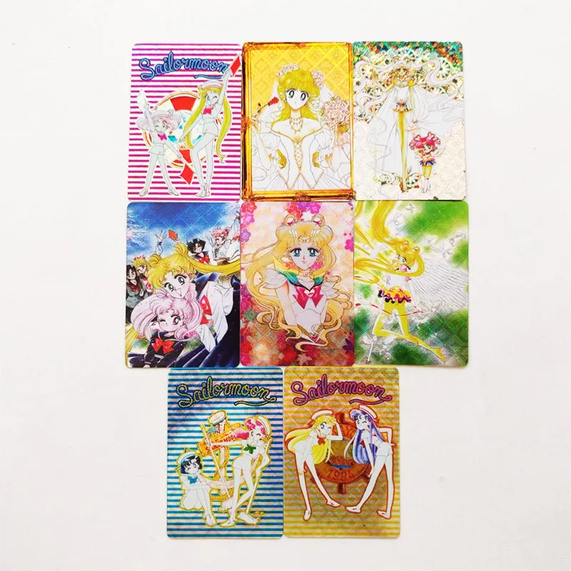 10pcs/set Sailor Moon Stickable Card Anime Character Mercury Mars Jupiter Venus Uranus Hobby Game Collectible Card Kid Toy Gift