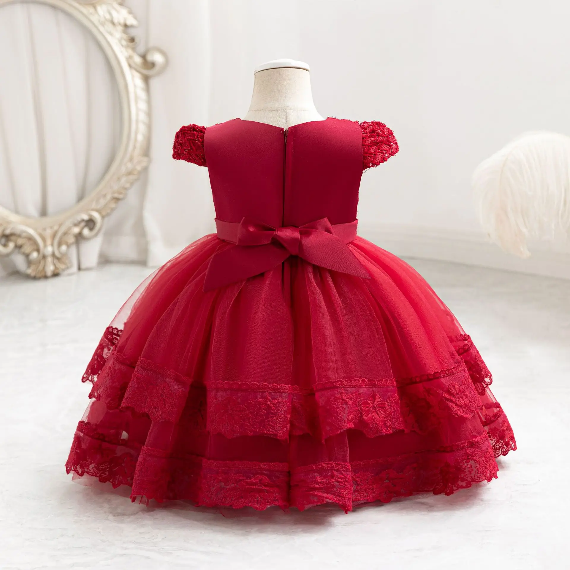 HETISO Toddler Baby Girls Lace Princess Dress Infant First Birthday Christmas Holiday Ball Gown 1-5 Years