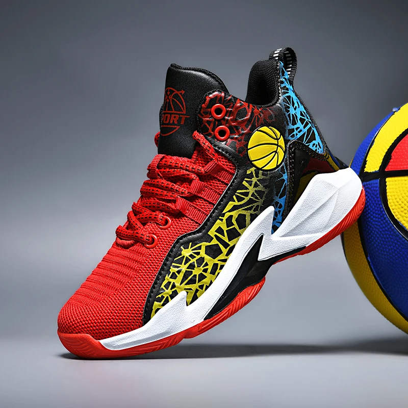 

Детские баскетбольные ботинки, уличные противоскользящие баскетбольные армейские ботинки с высоким берцем, детские кроссовки на шнуровке с поддержкой щиколотки и мягкой подкладкой