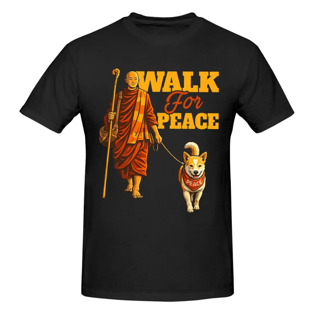 Camiseta de algodón para hombre Aloka Walk For Peace Monks With Aloka Dog Gifts, ropa de calle