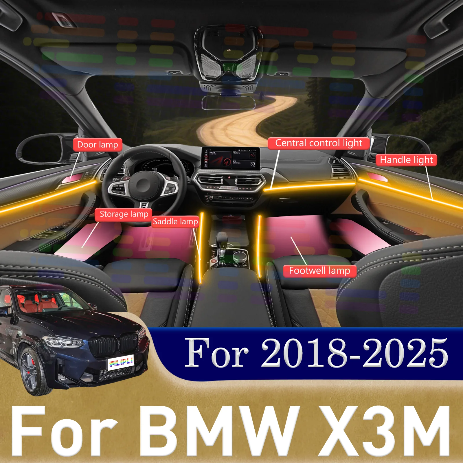 

For BMW X3M G08 Add Elegance to Business Meetings on Wheels with Hidden LED Light Belts for Car Interiors Boasting