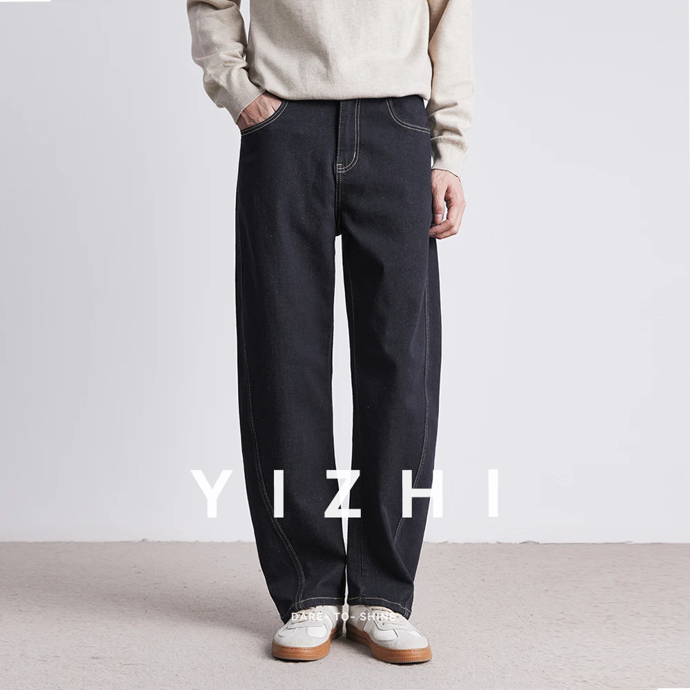 

Fashion Retro Denim Jeans Men Spring Autumn New Straight Multi-Pocket Loose Casual Mid-Waist Trousers Men's Jeans
