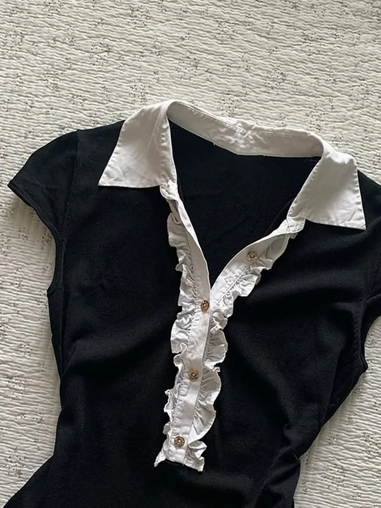 

Slim Fit Bla ort Sve T-irt for Women Original Vintage Sli Top Commute Sle Cotton Blend Chinese Production