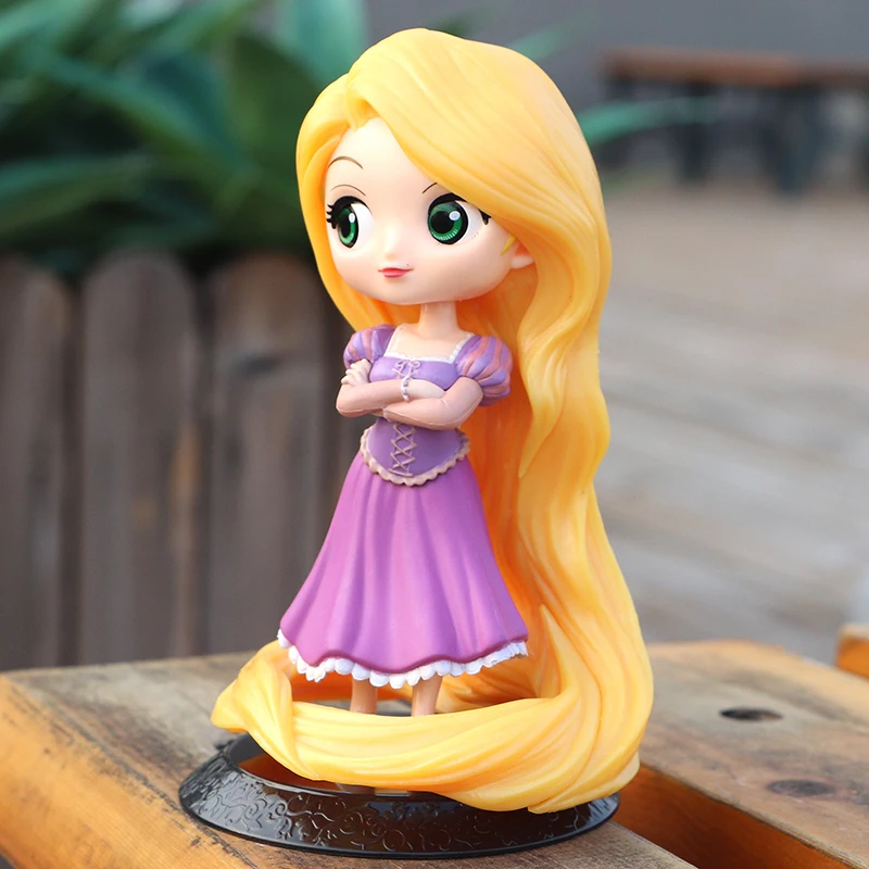 Disney Princess Figure Rapunzel Princess 14cm PVC Q Posket Tangled Rapunzel Doll Cake Wedding Decoration Children Toys Gifts