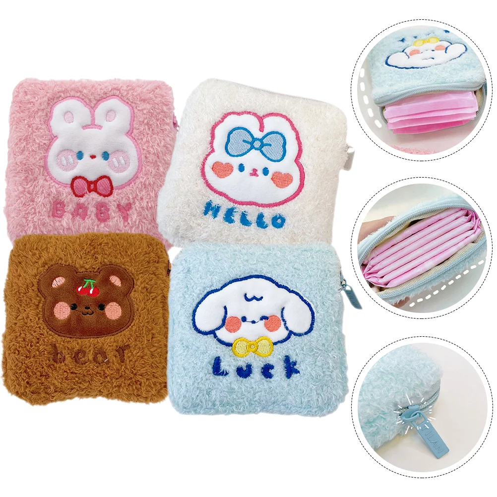 4 Pcs Teen Pads Sanitary Napkin Storage Bag Bags for Feminine Products Girl First Period Kit Girls