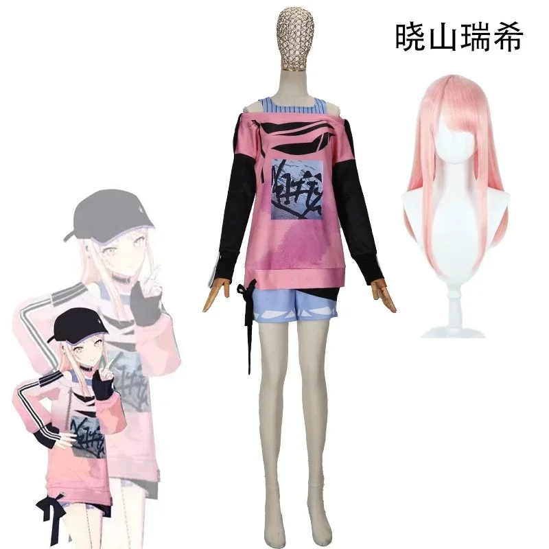 

Wonderlands×Showtime Akiyama Mizuki Cosplay Costumes Colorful Stage Feat Amia Sweatshirt Mzk Role Play Wig Suit Women Girls Gift