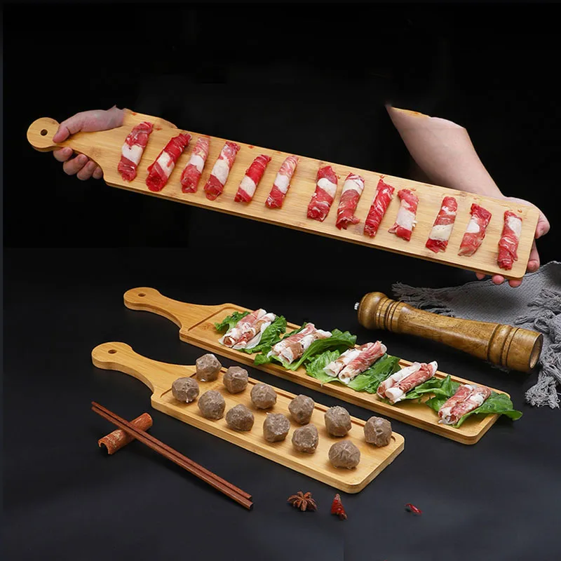 Rectangular Wooden Plates Hot Pot Creative Tableware Barbecue Beef Wood Long Tray Korean Snack Fried Chicken Platter