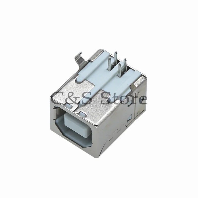 10pcs B Type Usb Jack Connector Printer Port Female Socket Right Angle PCB Connector 90Degree 4 Pin Square USB 2.0