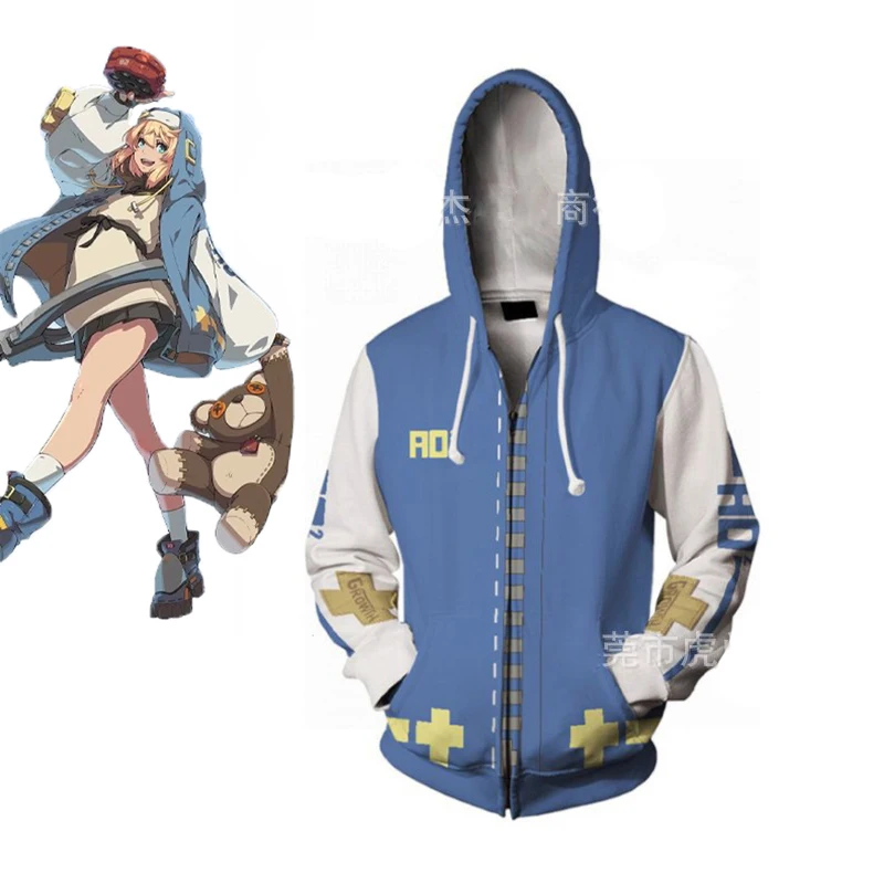 

Аниме Guilty Gear Bridget Косплей Толстовка с 3D принтом Толстовка с капюшоном Мужчины Женщины Хэллоуин Повседневная уличная куртка на молнии Пальто