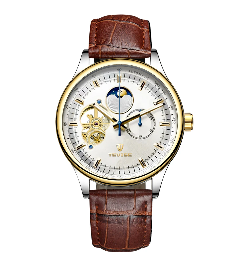 TEVISE Watch for Men Mechanical Wristwatch Top Brand Automatic Movement Skeleton Moon Phase Luxury Fashion Watch Gift - view 4