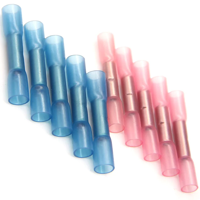 

50Pcs Red or Blue Heat Shrink Solder Butt Terminals Insulated Waterproof Electrical Wire Connectors Automotive Marine