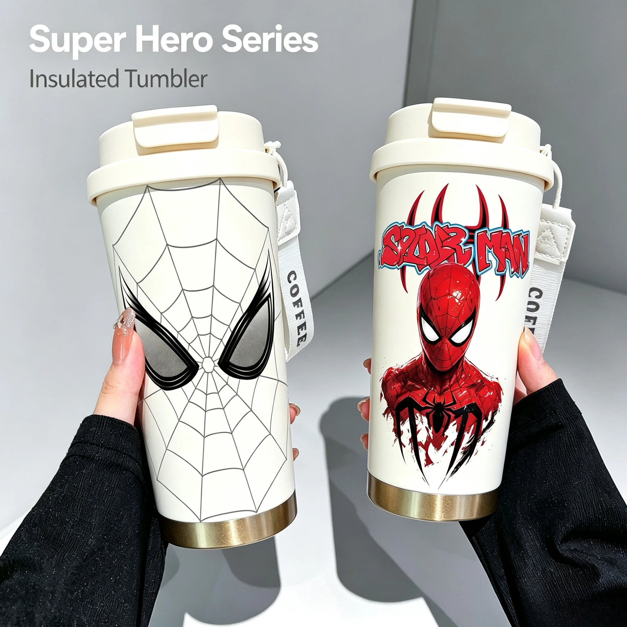 Spider-Man Edelstahl-Thermobecher mit großem Fassungsvermögen, Wasserbecher, Kaffeebecher, für Männer und Frauen geeignet, Weihnachtsgeschenk, Halloween