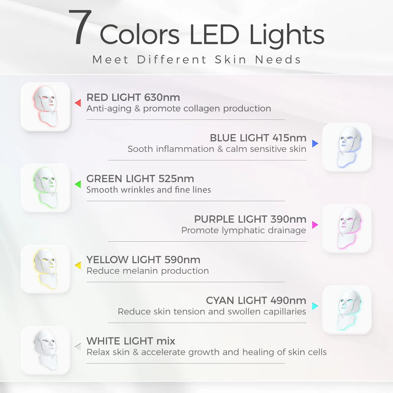 Terapia de luz LED de 7 colores, dispositivos faciales de belleza, terapia de luz roja, máscara Led para el cuidado de la piel, dispositivos de belleza para uso doméstico, máscara Led