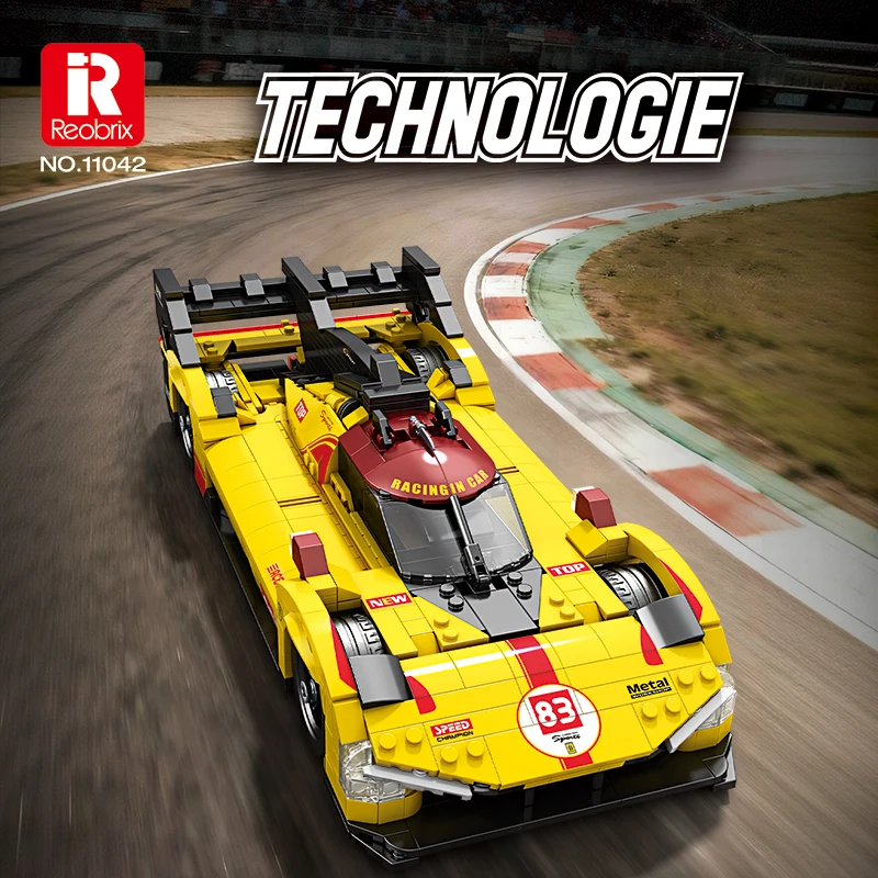 

New Technical 1:16 Yellow 499P Speed Sports Car Building Block Bricks Educational Toys Children Adults Birthday Gifts