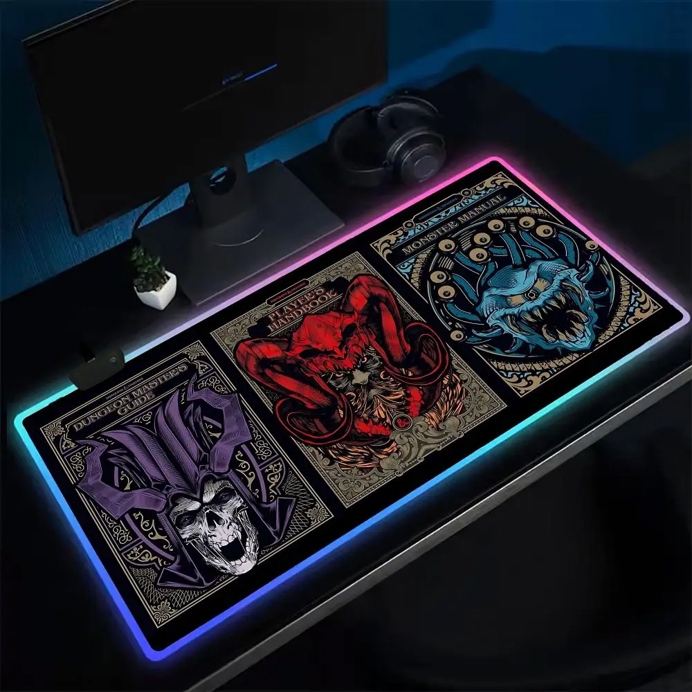 Game D-Dungeon & Dragons Muismat Anime Gaming Muismat LED Tafelpads Backlit Rubber Desktop XXL Muismat RGB Bureaumatten