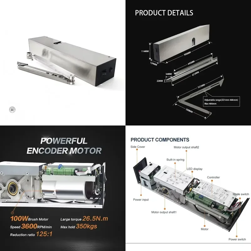350kg Interior Electric Door Swing Motors Digital Display Controller Automatic Glass Door Opener