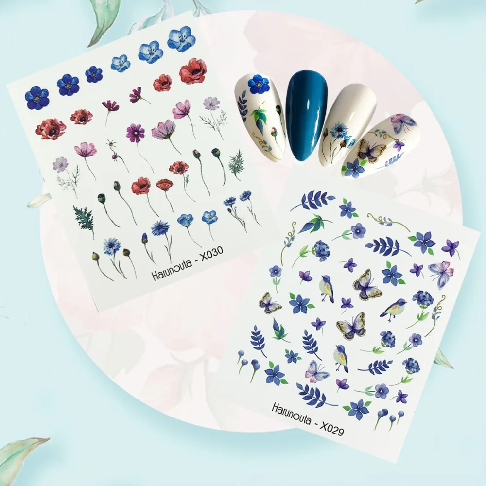Flowers Fruit Nail Art Stickers Fresh and Simple 3D Water Transfer Nail Art Stickers Nails Decoration Cross-border Wholesale NEW