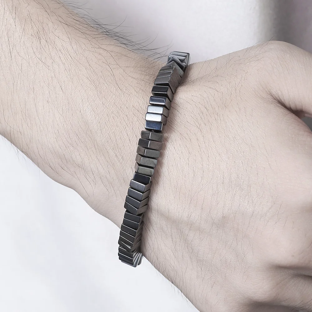 Classical Black Hematite Adjustable Bracelet Women Men Healing Irregular Beads Bracelets Health Care Loss Weight Braided Jewelry image 4
