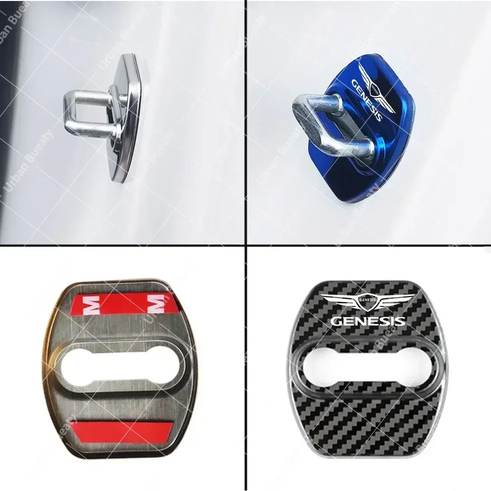 Car Door Lock Cover Auto Emblems Protection Case Stickers For Hyundai Genesis Coupe EQ900 G70 G80 G90 GV60 GV70 GV80 GV90