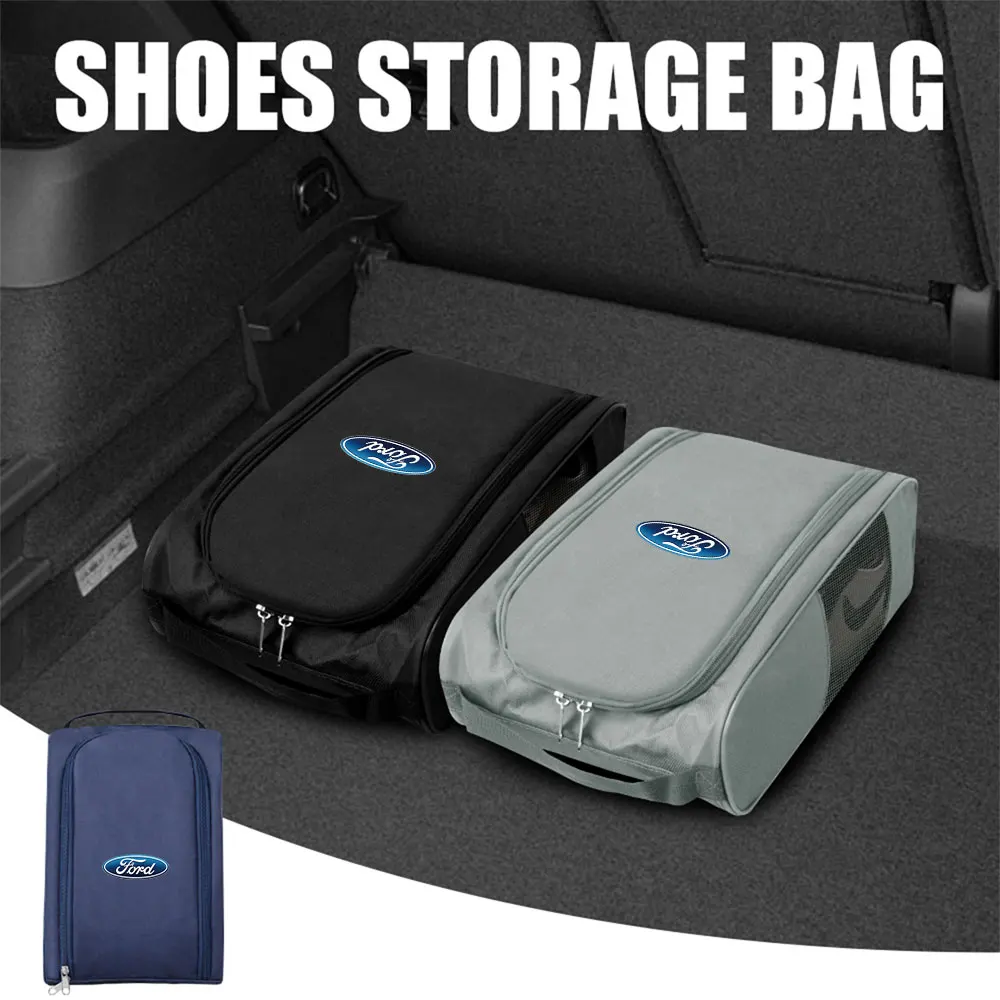 1pcs Car Emblem Sneaker Storage Bag Outdoor Shoes Storage Tools For Ford Ranger ST Focus Galaxy Mondeo Transit Tourneo Mustang
