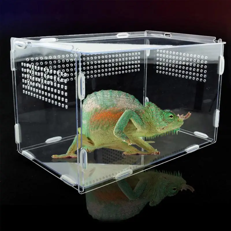 

Reptile Breeding Box Acrylic Spider Lizard Scorpion Acrylic Transparent Insect Breathable Terrarium Food Feeding Container