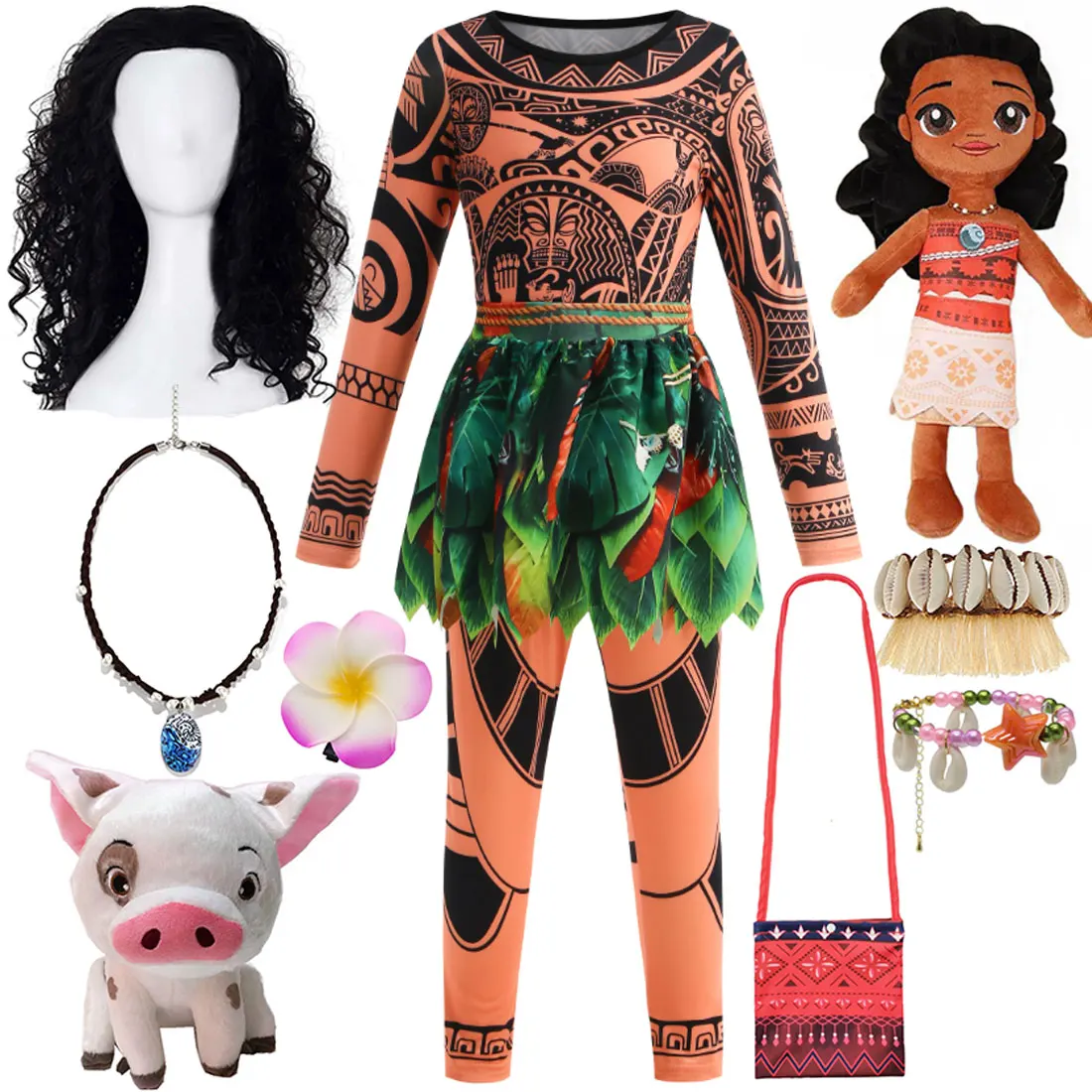 Disfraz de Maui de la película Disney Moana Ocean 2 para niños, disfraz de personaje con tatuajes, ropa neutra para fiesta de cumpleaños, regalo para bebés y niños