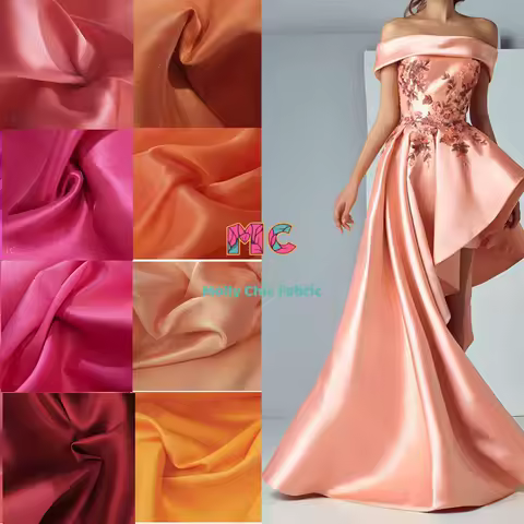 Solid color gloss Mikado twill satin fabric sewn fashion suit dress wedding dress evening dress fabric DIY tablecloth