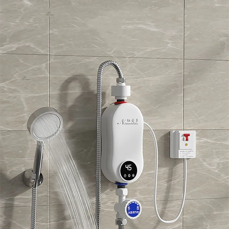 Tankless Mini Hot Water Heater Thermostatic Washing Heating System with Digital Display for Home Kitchen Bathroom