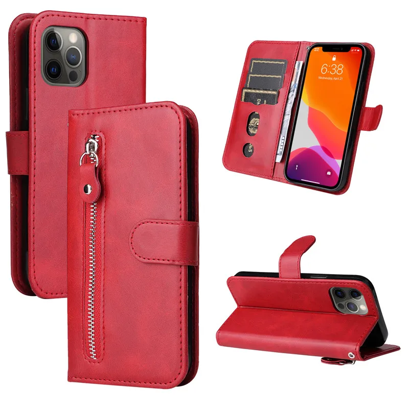 Capa de couro magnético flip para iphone, tampa da bolsa do telefone, slot para cartão com zíper, carteira, iphone 16 pro, 15, 14 plus, 13 mini, 12, 11 pro max, 16plus