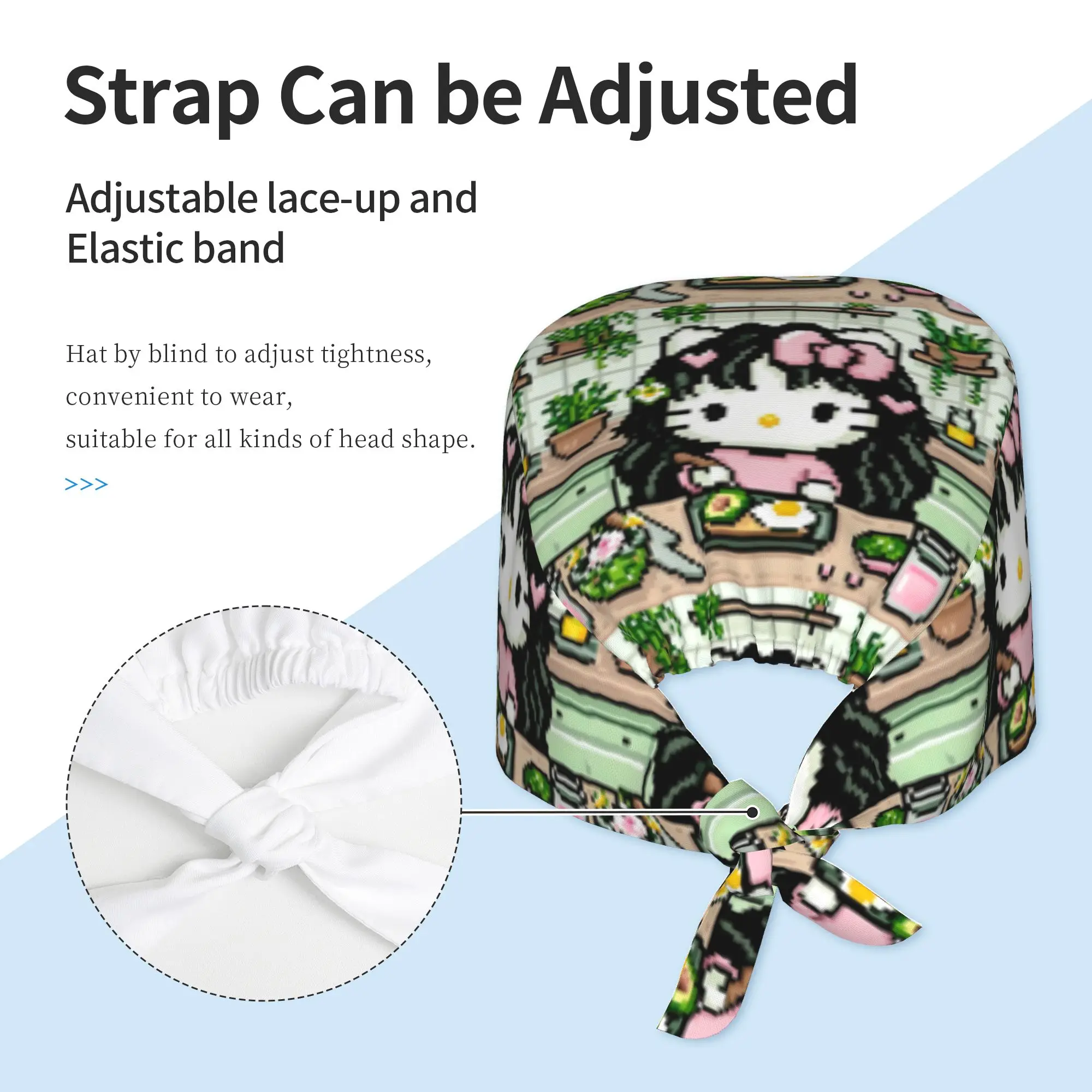 Custom Cat-Cartoon Medical Staff Scrubs Hat Women Men Manga For Chef Hat Scrub Caps view 6