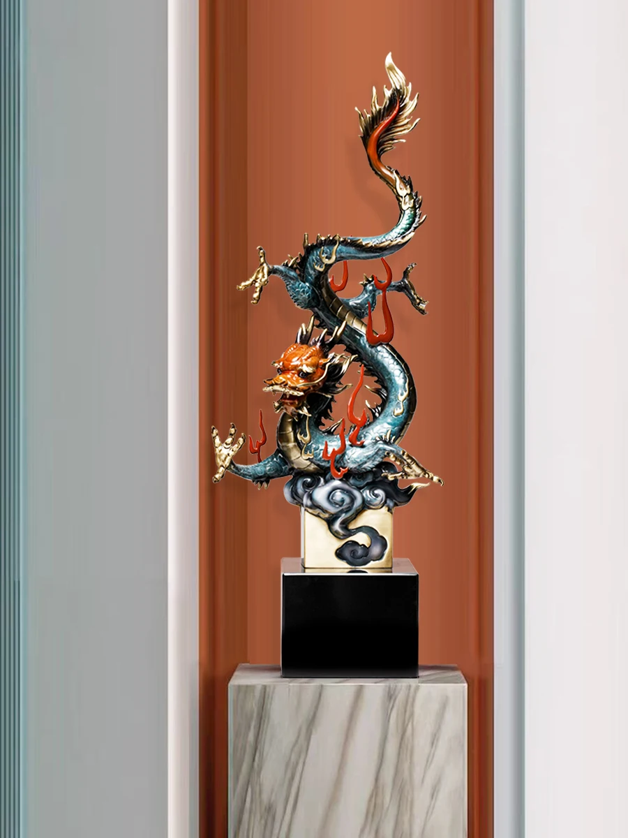 Dragon and Phoenix Auspicious Decoration Zodiac Dragon and Phoenix New Chinese Style Wealth Attraction Living Room