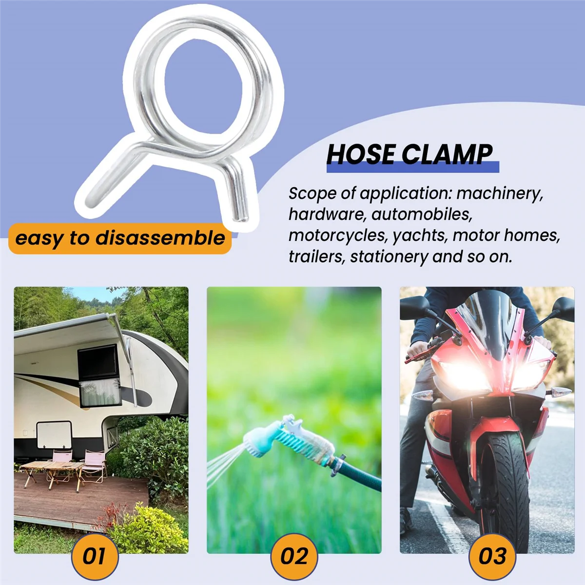 High-end 150Pcs/Set Stainless Steel Spring Clip Hose Clamp Fastener Fuel Line Hose Water Pipe Air Tube Car Plumbing Tools
