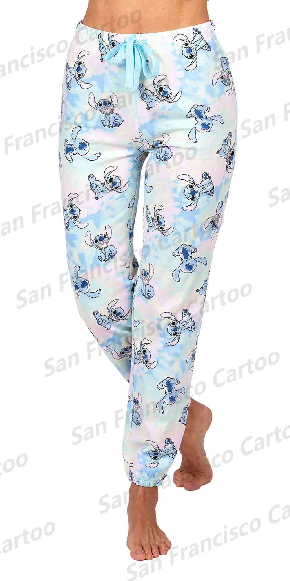 24 New Summer Girl Disney Animation Pajama Pants Mickey Mouse Stitch 3D Cartoon Printed Pants KID/Adult Home Casual Parent-Child