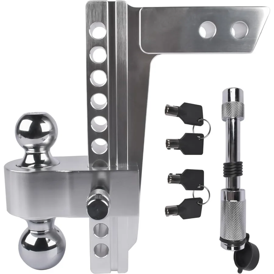 

2 Receiver Adjustable Trailer Hitch with 10 Rise/Drop Aluminum Tow Hitches for Heavy Duty Dual-Balls 2 2-5/16 Ball Mount Ideal