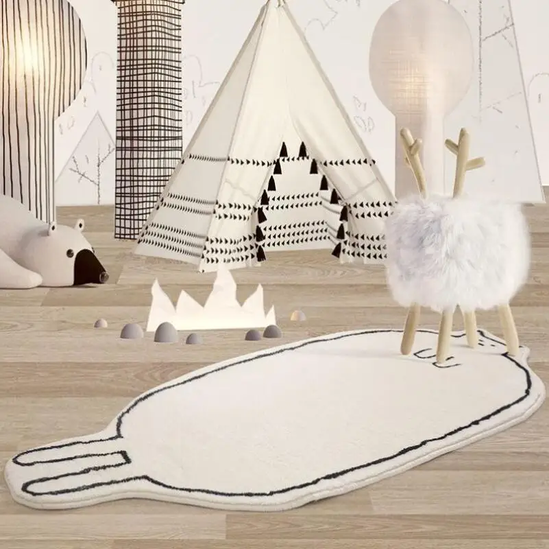 Cartoon Cat Plush Door Mat Non-Slip Animal Area Rug Water Absorbent Bathroom Floor Bedroom Bedside Carpet Foot Pad Home Decor image 4