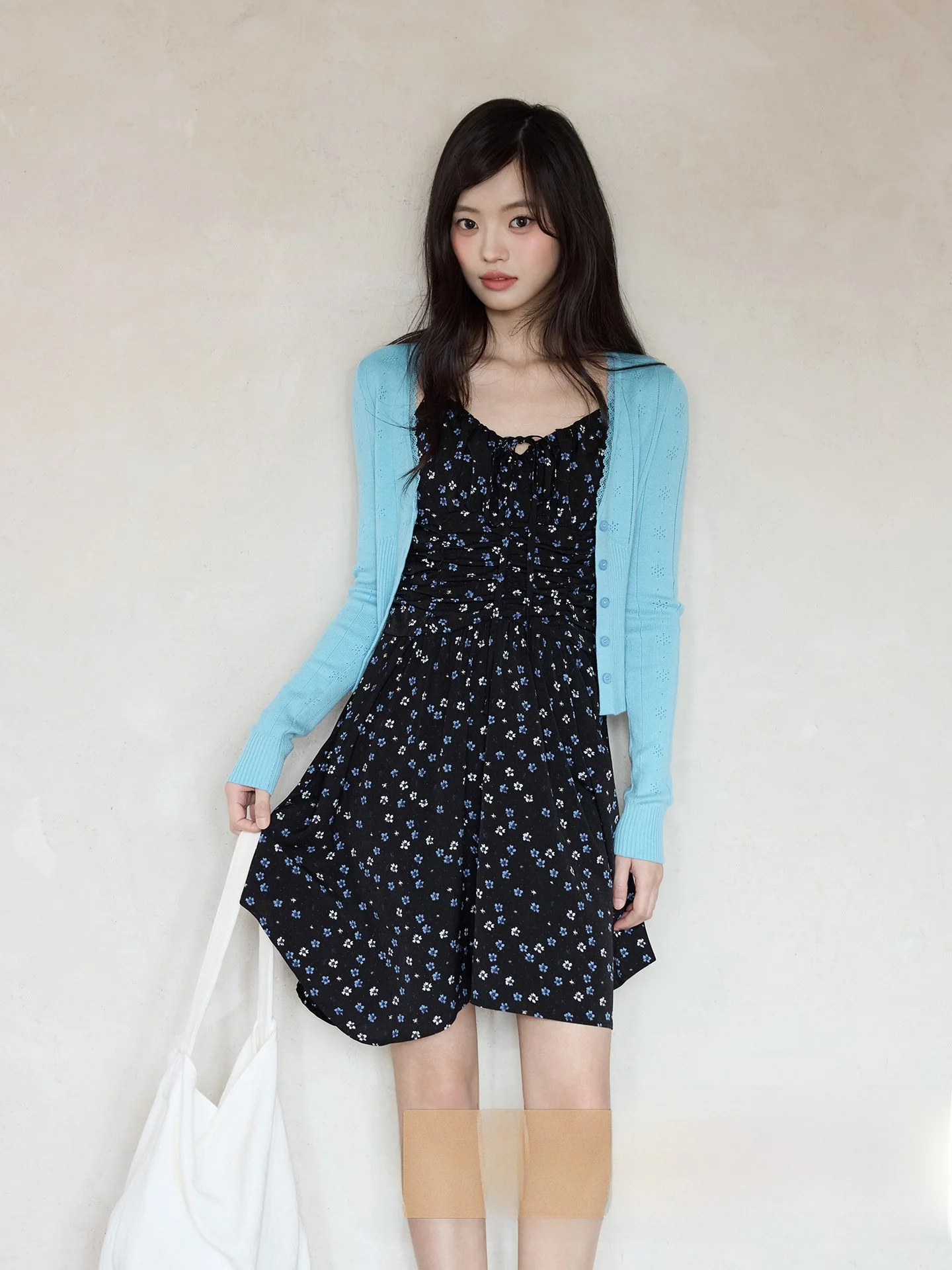 

Ele Blue Knitted Open Cardigan Spring New Arrival Korean Sle Small Size High Faion Unique Beautiful Ladies Sweater