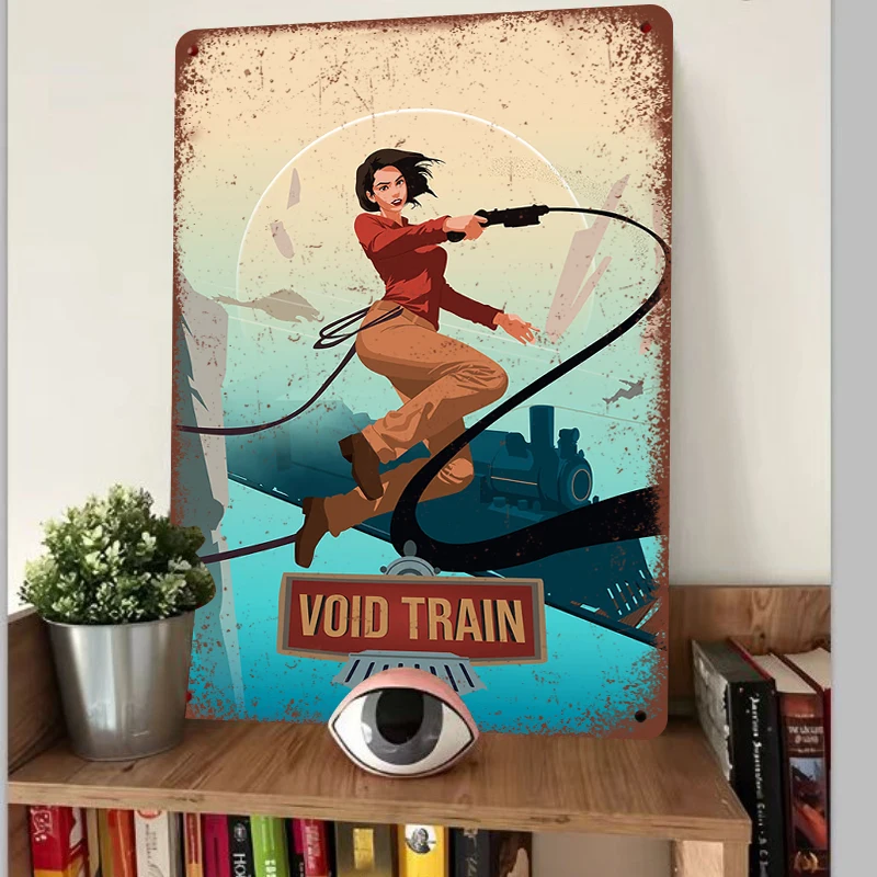 Retro Sci-Fi Void Train Metal Wall Art Game Peripheral Decorative Iron Painting Craft Gift