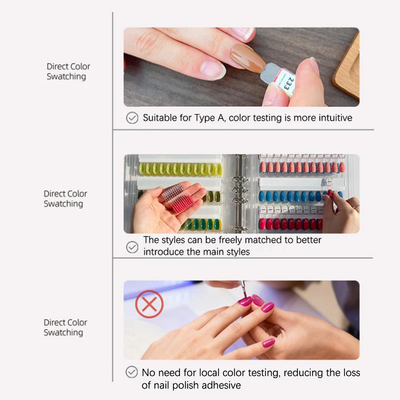 120/180/240 Transparent Colors Magnetic Tips Nail Art Swatch Book Manicure Color Test Storage Book Large Acrylic Works Display
