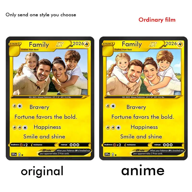Pokemon Cards Custom Card Style Anime Photo Portrait Trading Card Gift for Pet Lovers Cards Gifts for Valentine Wedding Her For view 4