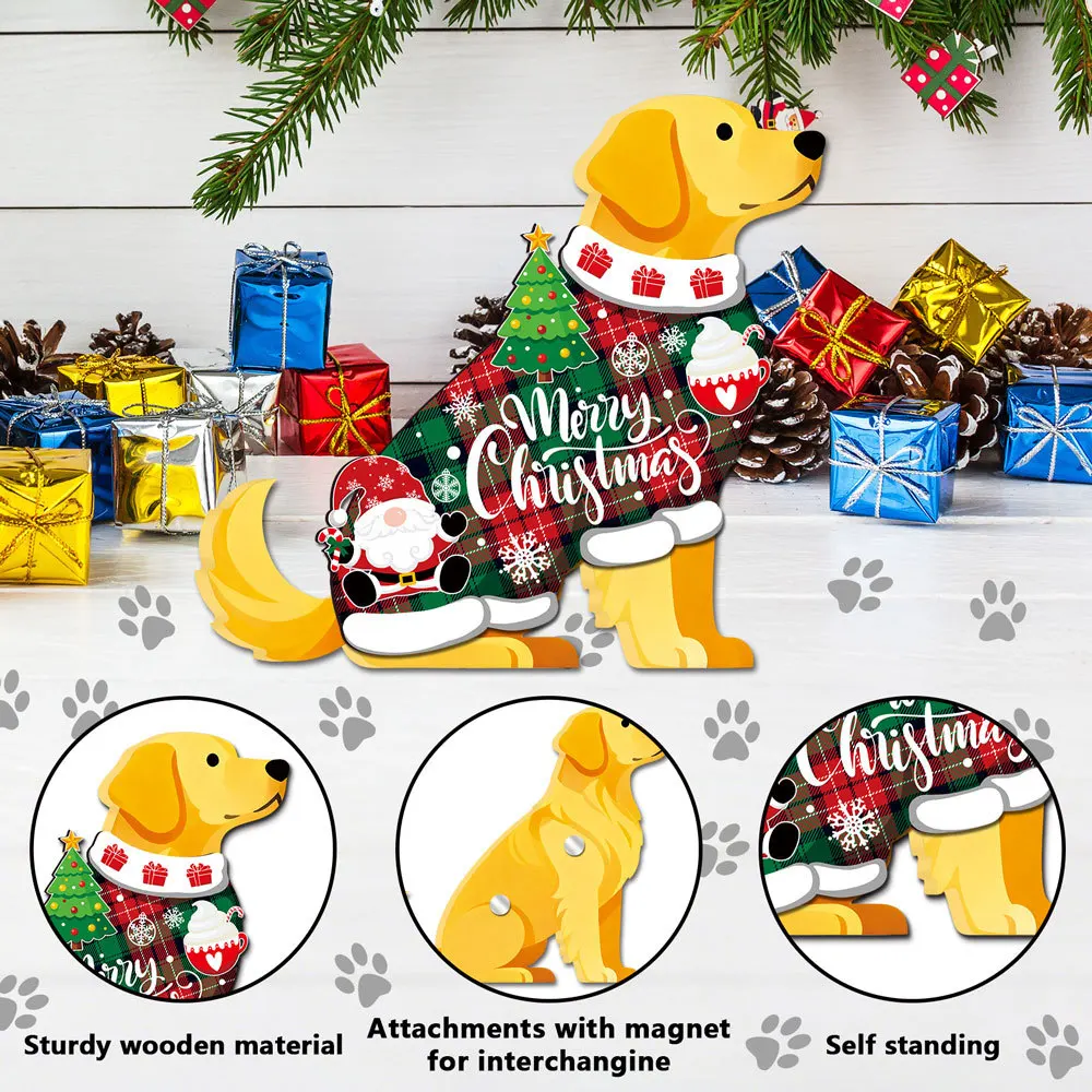 Home Office Desk Wiener Dog Welcome Ornament Interchangeable Holiday Seasonal Sign Home Wooden Decorations