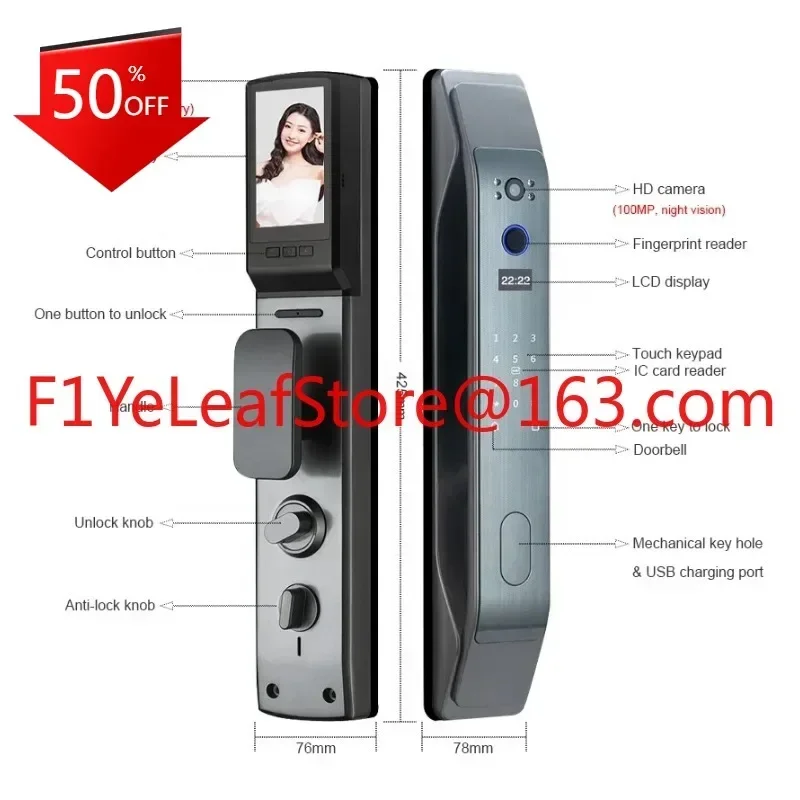 Hot salesHome WiFi remote intelligent keyboard, digital biometric recognition, non-contact fingerprint automatic door system