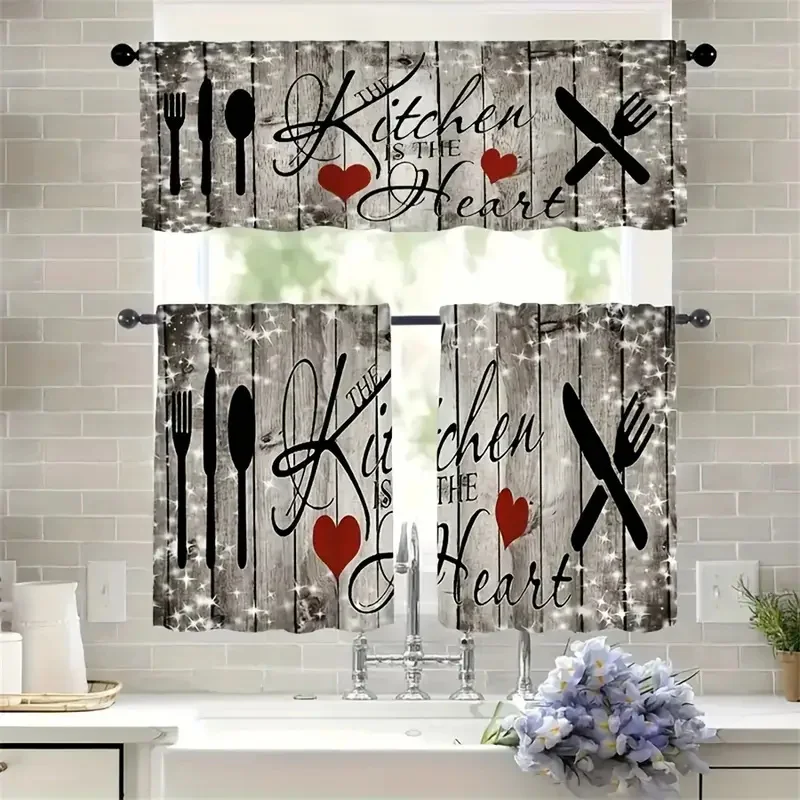 Fashion Window Curtains Easy Install Minimalist Knife Fork Text Decor For Kitchen Bedroom Study Cafe Living Room Home Decoration