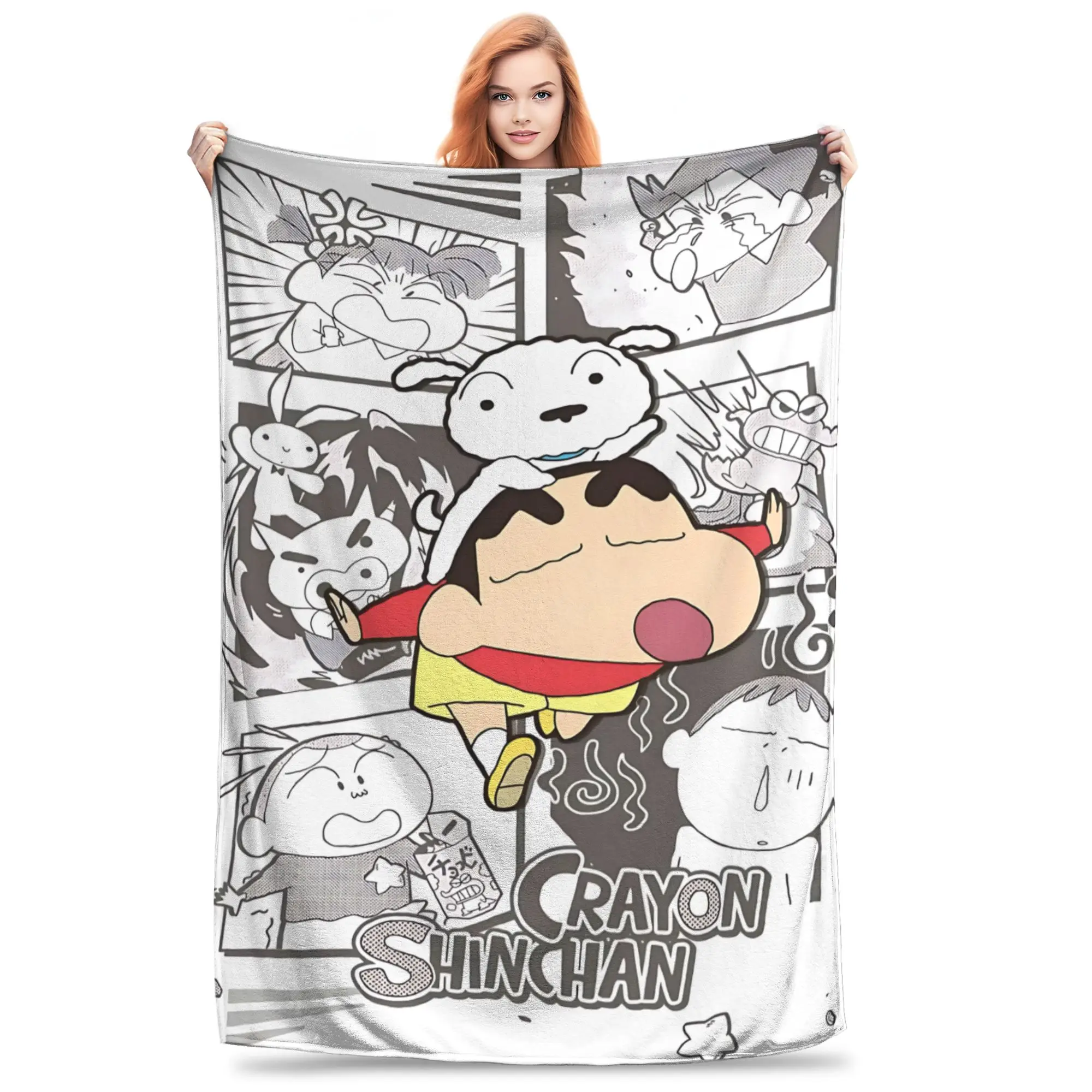 1PC home Cutecore Room Decor Crayon S Shin chan Blanket Throw Blanket  Novelty Warm Blanket All Season