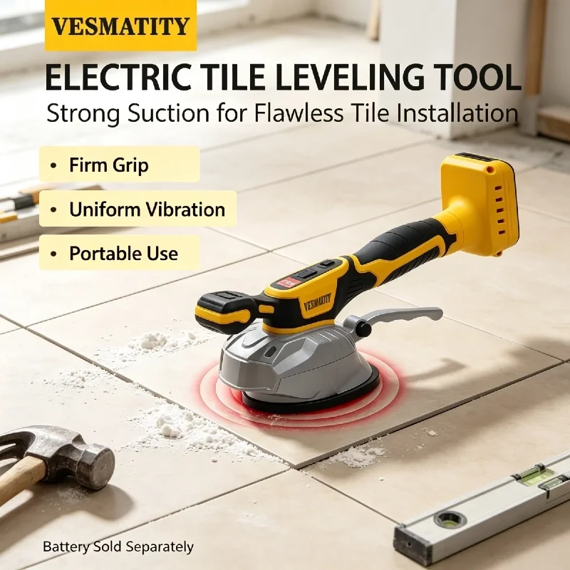 Vesmatity Tile Tiling Machine High Loading Capacity Wall Floor Tile Laying Vibrating Tool 8 Adjustable for 18V Battery Pro Max