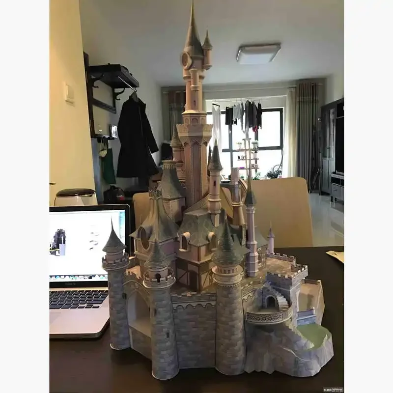 75cm Sleeping Beauty Castle Paper Model Papercraft 3D DIY Handmade Puzzles Toys Desktop Decoration Home Decor MINISO Disney