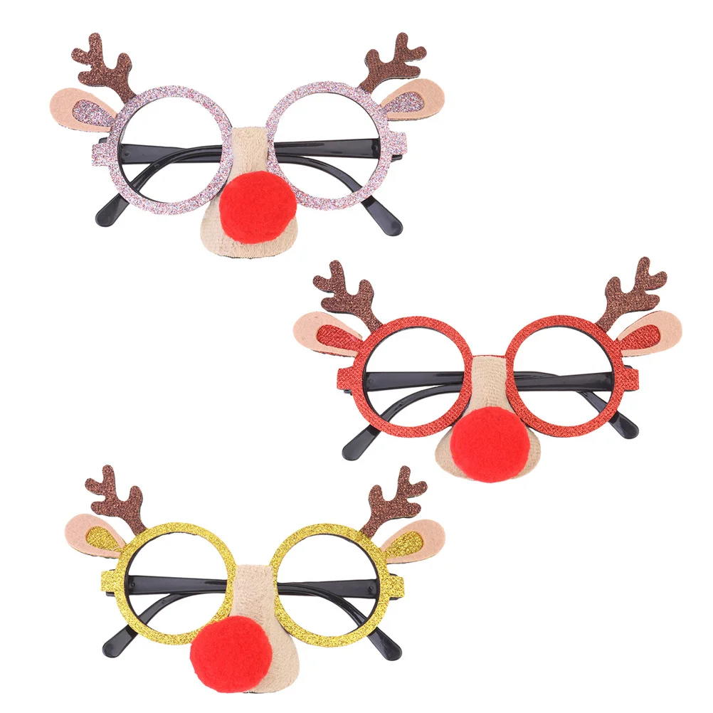 

3Pcs Christmas Glasses Elk Design Funny Photo Props Frames Party Eyeglasses Cosplay Decoration Festive Supplies